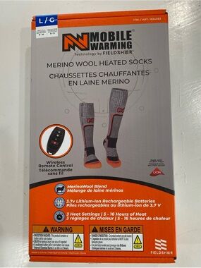 Field Sheer Mobile Warming Merino Wool Heated Socks Unisex Sz L Wireless Remote